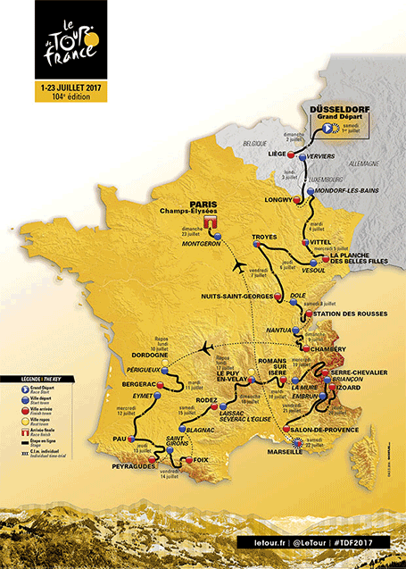 Tour de France 2017 etappeschema