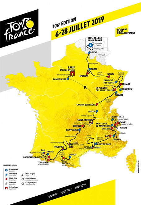 Tour de France 2019 etappeschema
