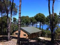 Safaritent 4 pers incl. sanitair en airco