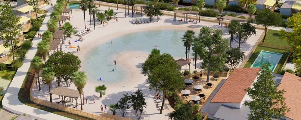 een tropisch lagunebad met zandstrand op Domaine La Yole in 2024 een tropisch lagunebad met zandstrand op Domaine La Yole in 2024