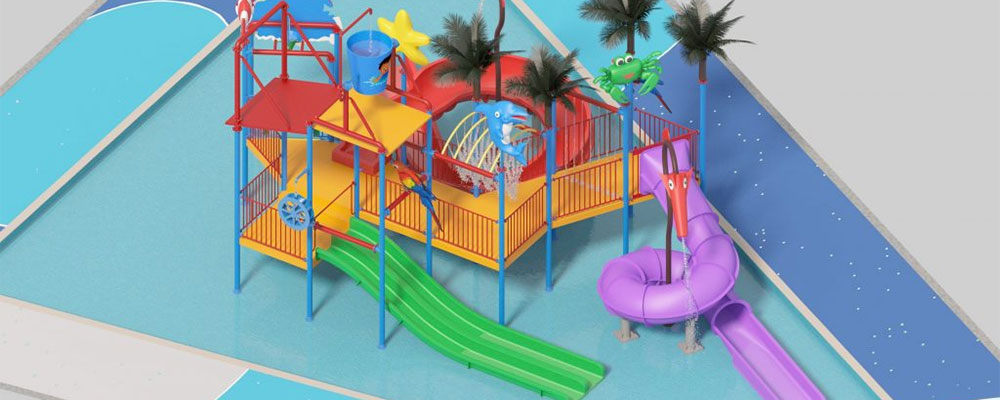 Nieuwe waterspeeltuin op Camping EuroCamp Spreewaldtor, SpreewaldBrandenburg, Duitsland