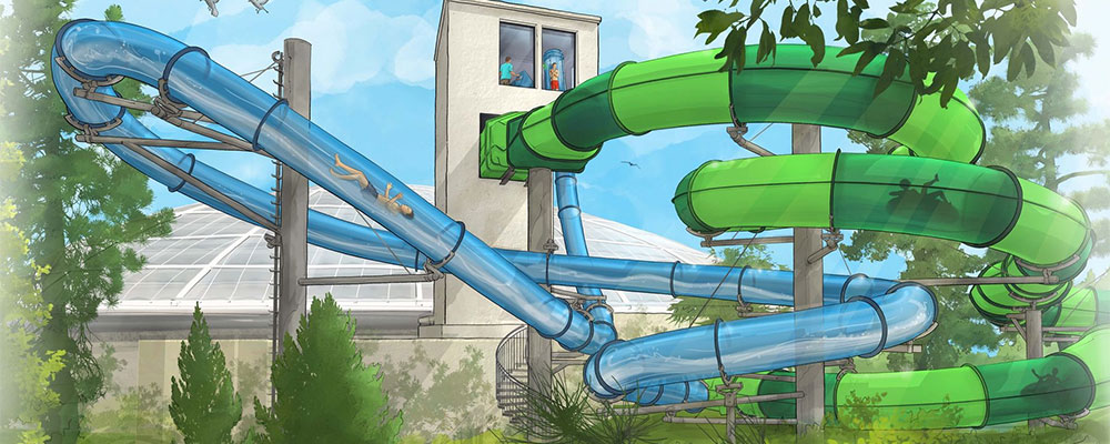 Nieuwe glijbanen de Aqua Racer en Aqua Loop op de Kempervennen Nieuwe glijbanen de Aqua Racer en Aqua Loop op de Kempervennen