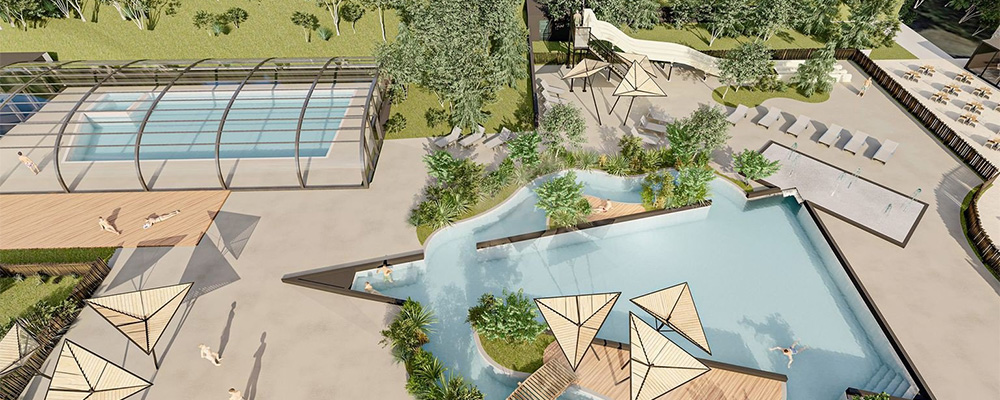 Impressie van het nieuwe zwemparadijs bij La Clusure Impressie van het nieuwe zwemparadijs bij La Clusure