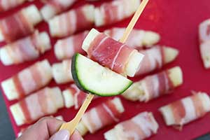 spiesjes met asperges en spek