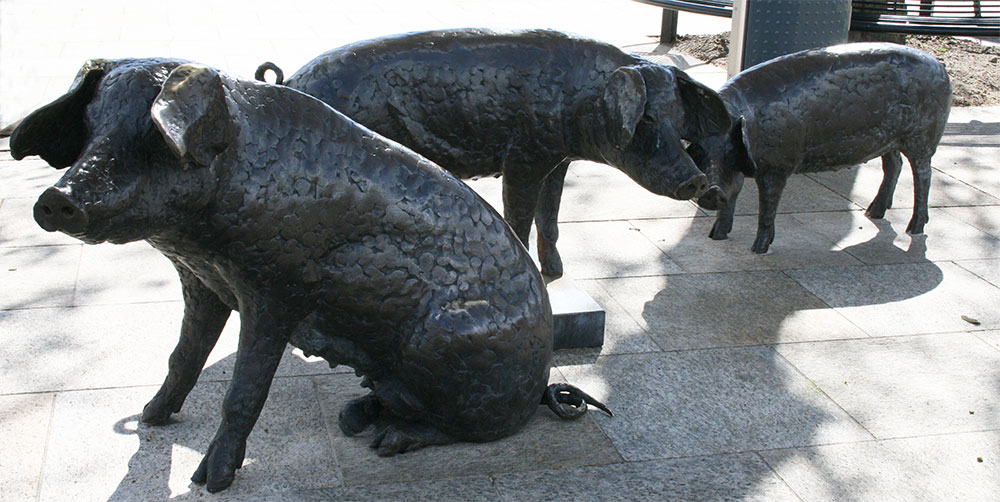 Beeldengroep Holten, drie varkens met krulstaar Beeldengroep Holten, drie varkens met krulstaart