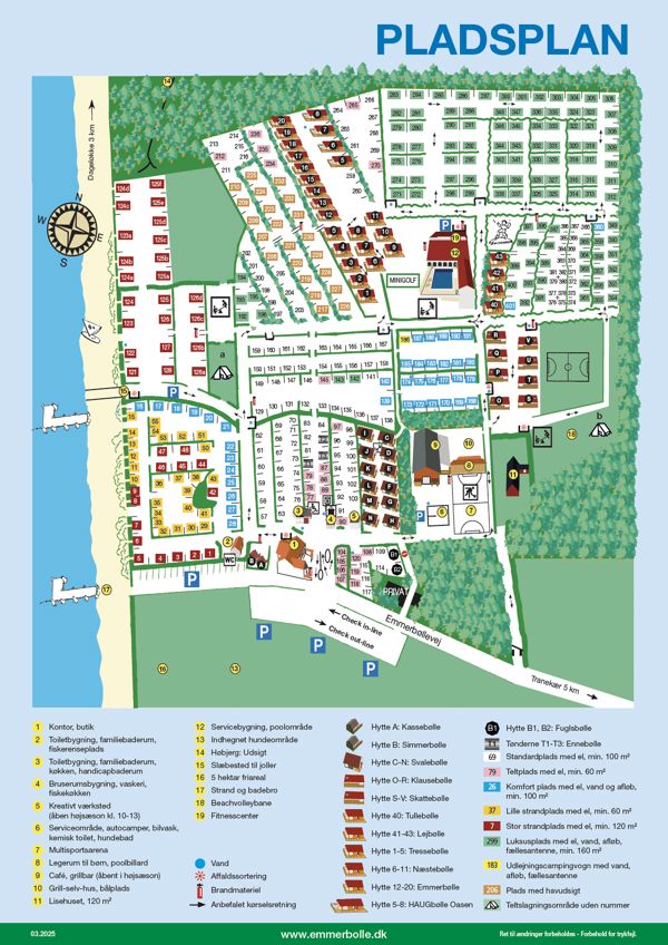 Plattegrond van Emmerbølle Strand Camping