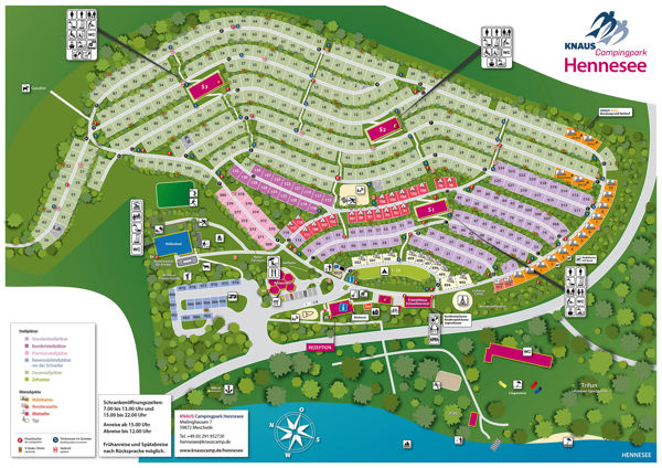 Plattegrond van Knaus campingpark Hennesee