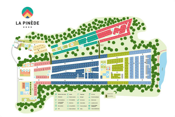 Plattegrond van La Pinède (Mathes)