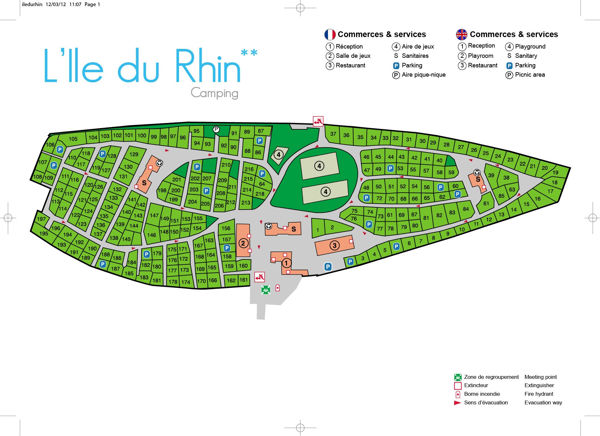 Plattegrond van l'Ile du Rhin