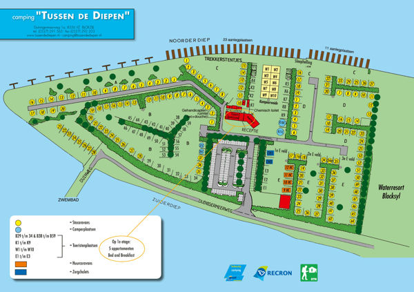 Plattegrond van Watersportcamping Tussen de Diepen