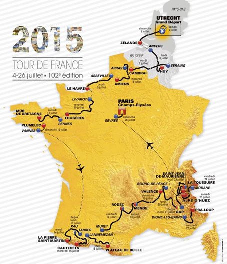 Tour de France 2015 etappeschema