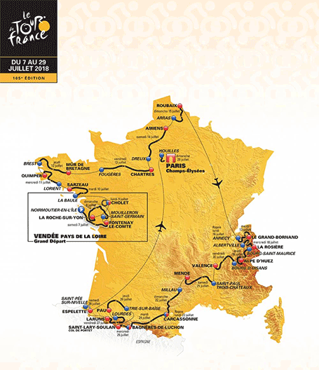Tour de France 2018 etappeschema