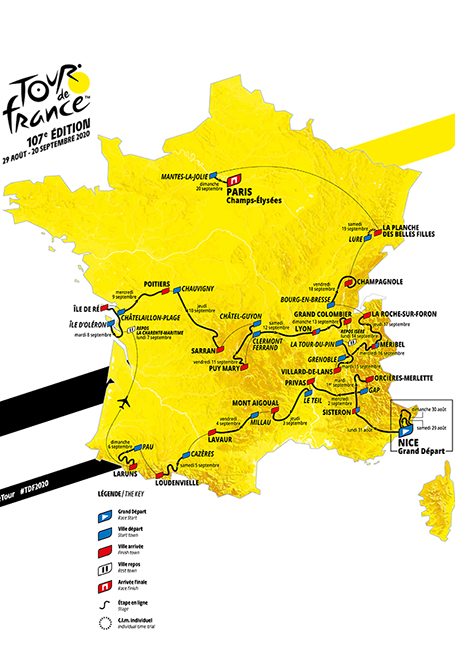 Tour de France 2020 etappeschema