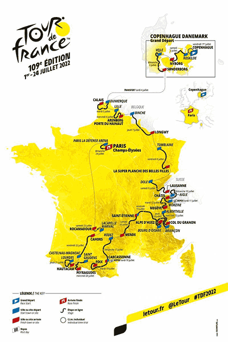 Tour de France 2022 etappeschema