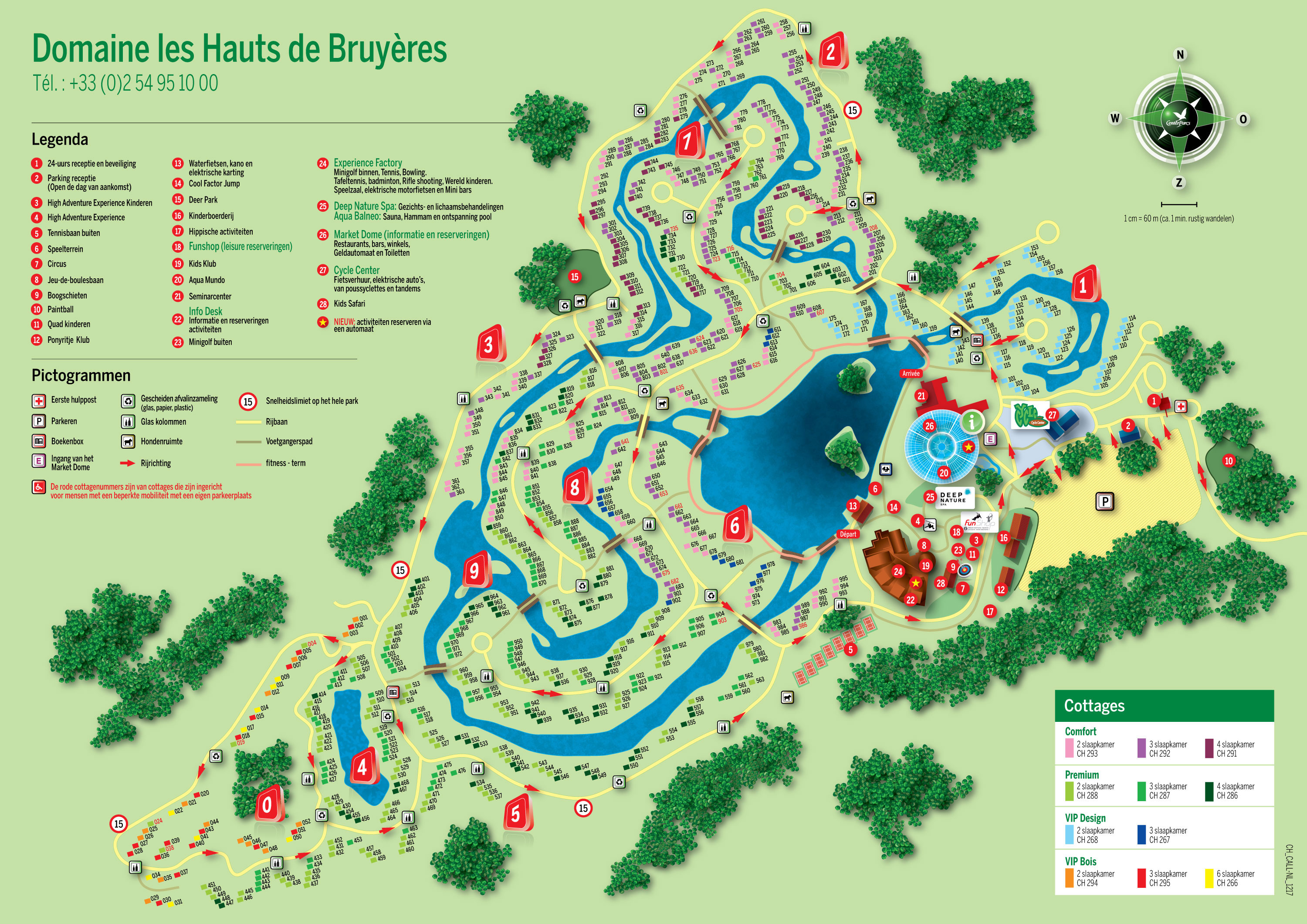Plattegrond Center Parcs Les Hauts de Bruyères