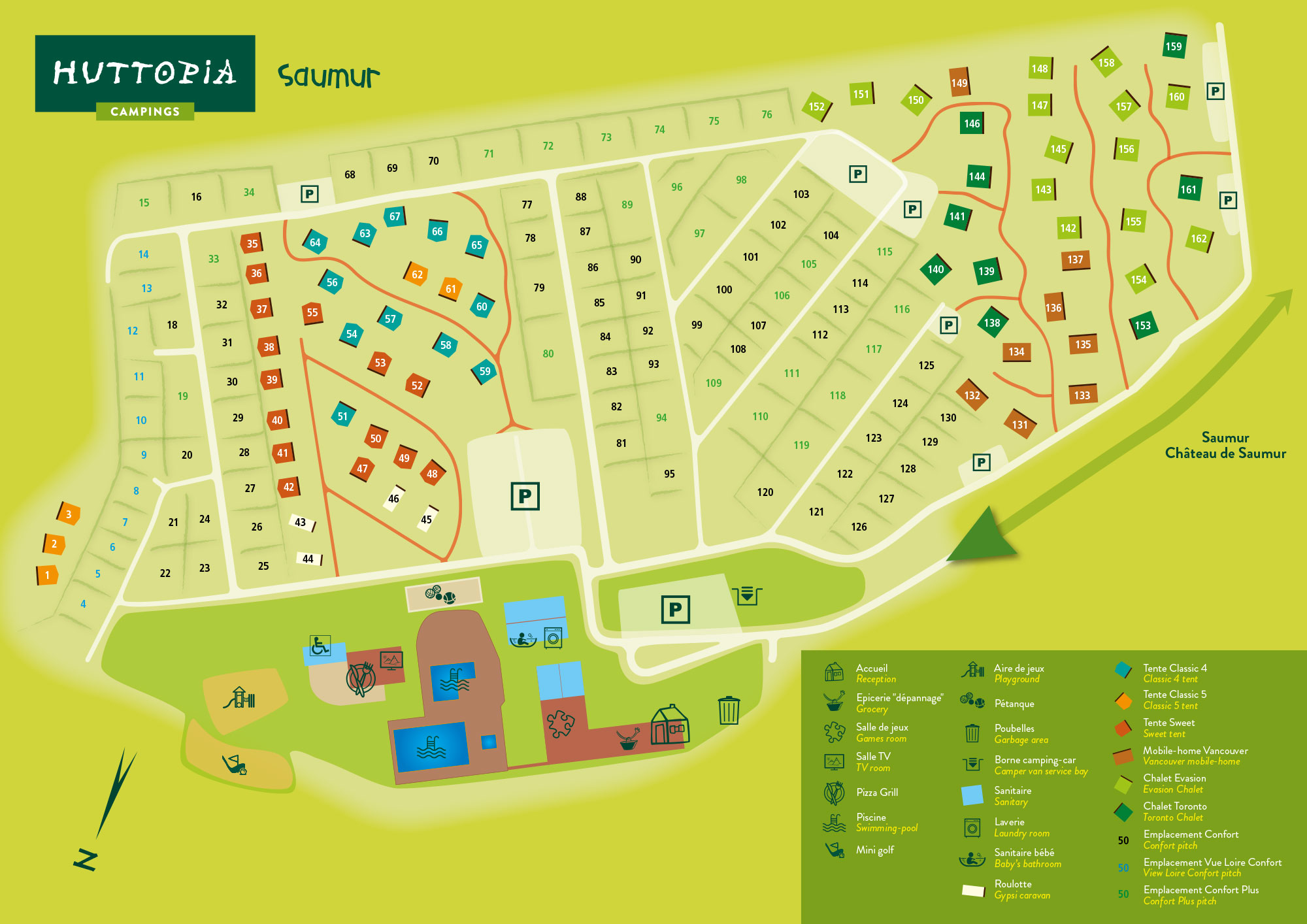 Plattegrond Huttopia Saumur