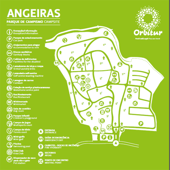 Plattegrond camping Orbitur Angeiras - geplaatst door Huurtent.nl