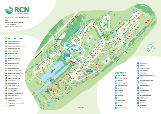 Plattegrond camping RCN le Moulin de la Pique - geplaatst door Huurtent.nl